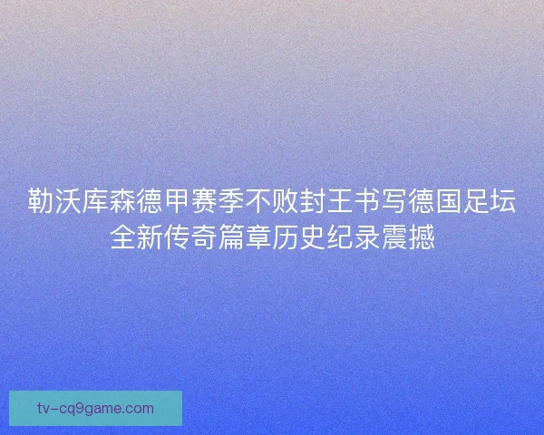 勒沃库森德甲赛季不败封王书写德国足坛全新传奇篇章历史纪录震撼